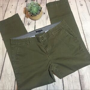 Tommy Hilfiger olive green straight leg brushed cotton pants